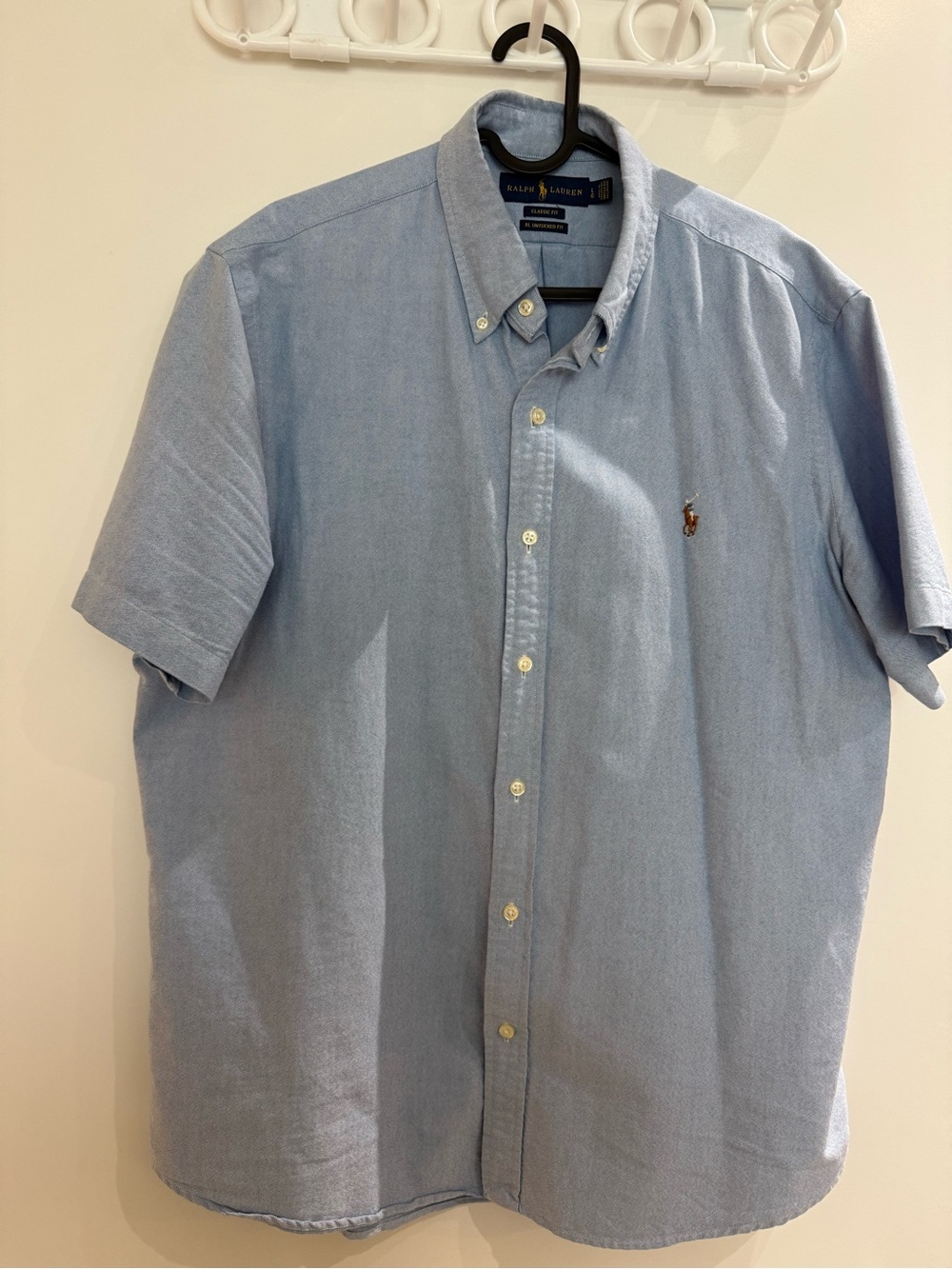 Ralph Lauren Pale Blue Short-Sleeve Oxford Button-Down Shirt Large
